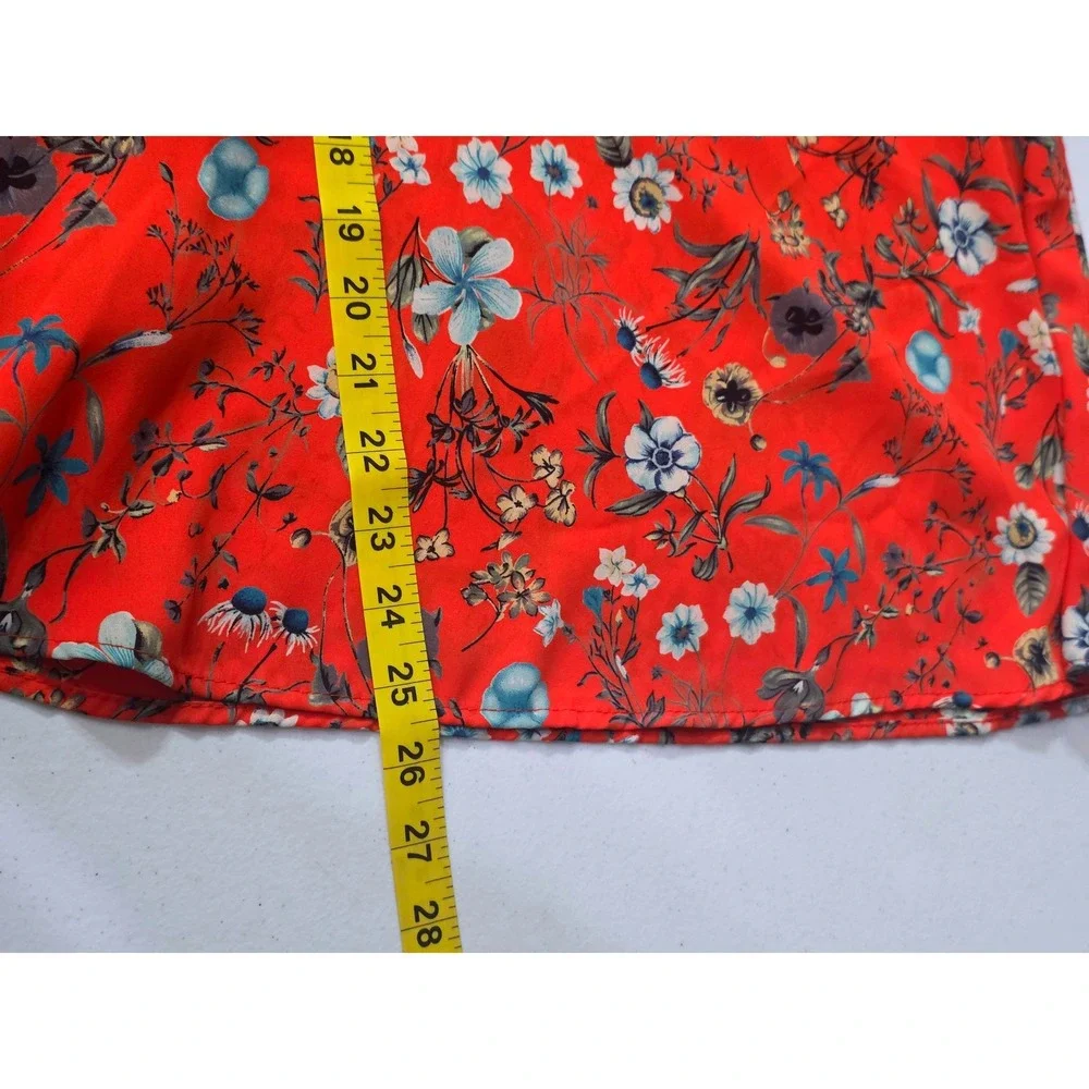 143 Story By Line Up Women Red Floral Off Shoulder Blouse 3/4 Bell Sleeve Sz M